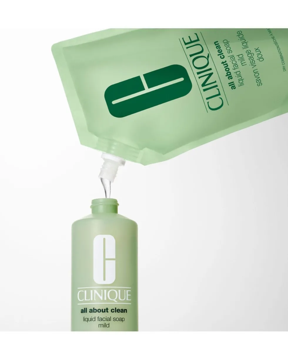 clinique all about clean Navulling Zachte Vloeibare Gezichtszeep – Voor droge tot gemengde huid