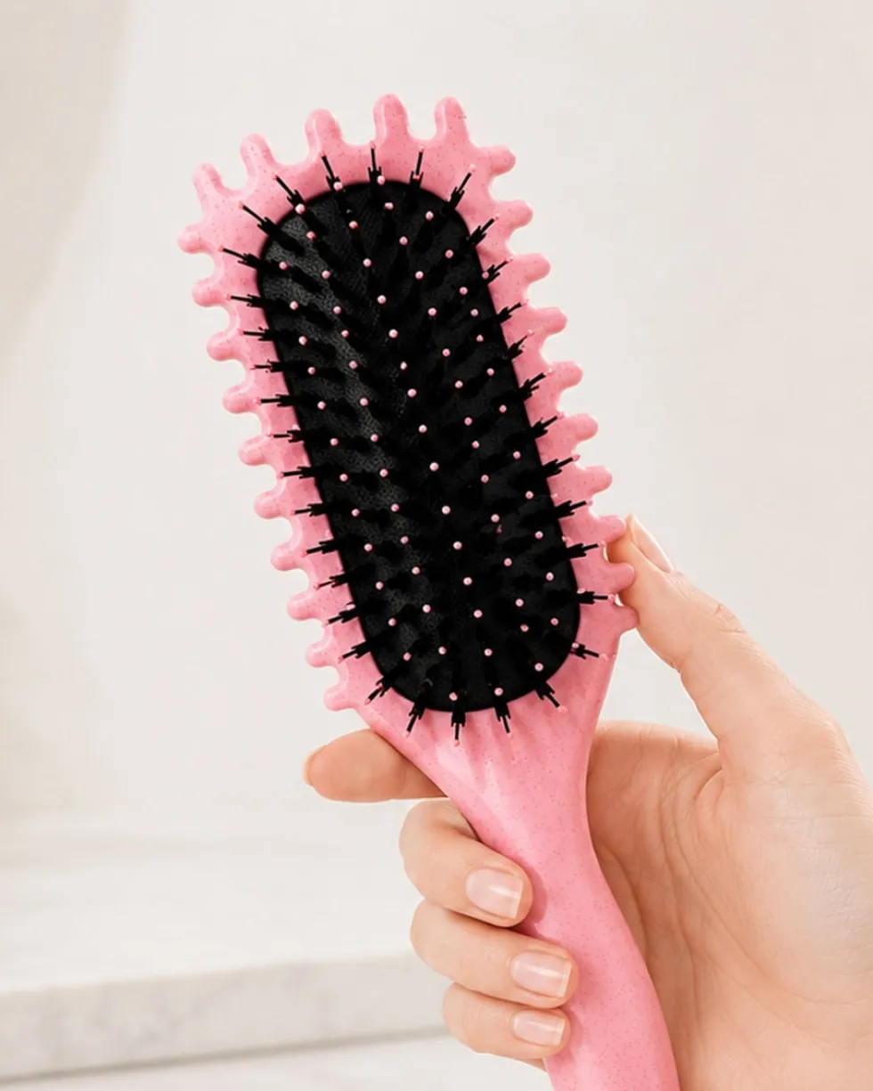 doop me & brush curly hair styling brush roze Luxe haarborstel
