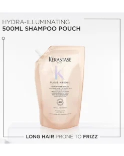 kérastase gloss absolu bain hydra-glaze navulling Anti-frizz shampoo voor lang, pluizig haar