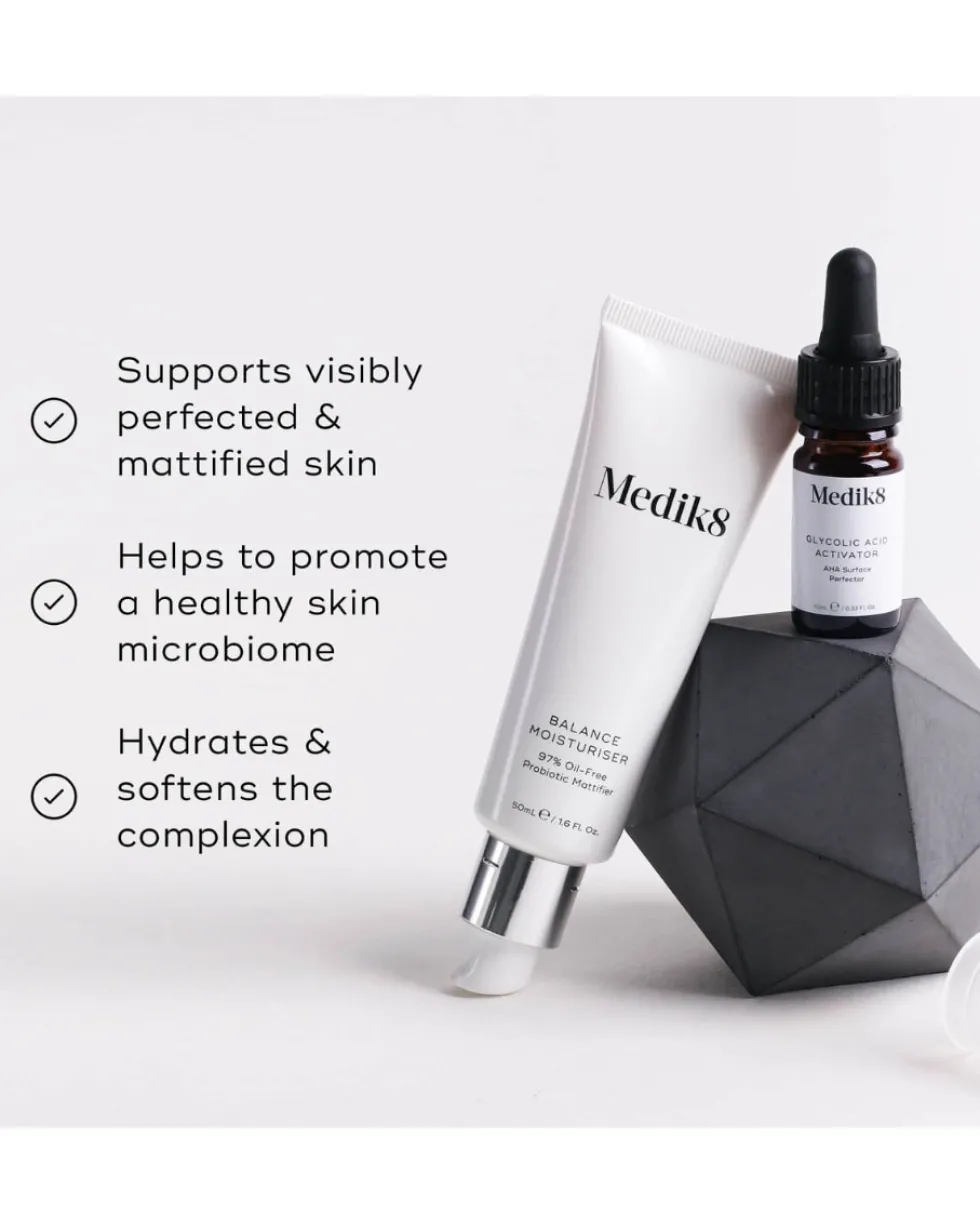 medik8 balance moisturiser & glycolic acid activator 97% Oil-Free Probiotic Moisturizer & AHA Surface Perfector