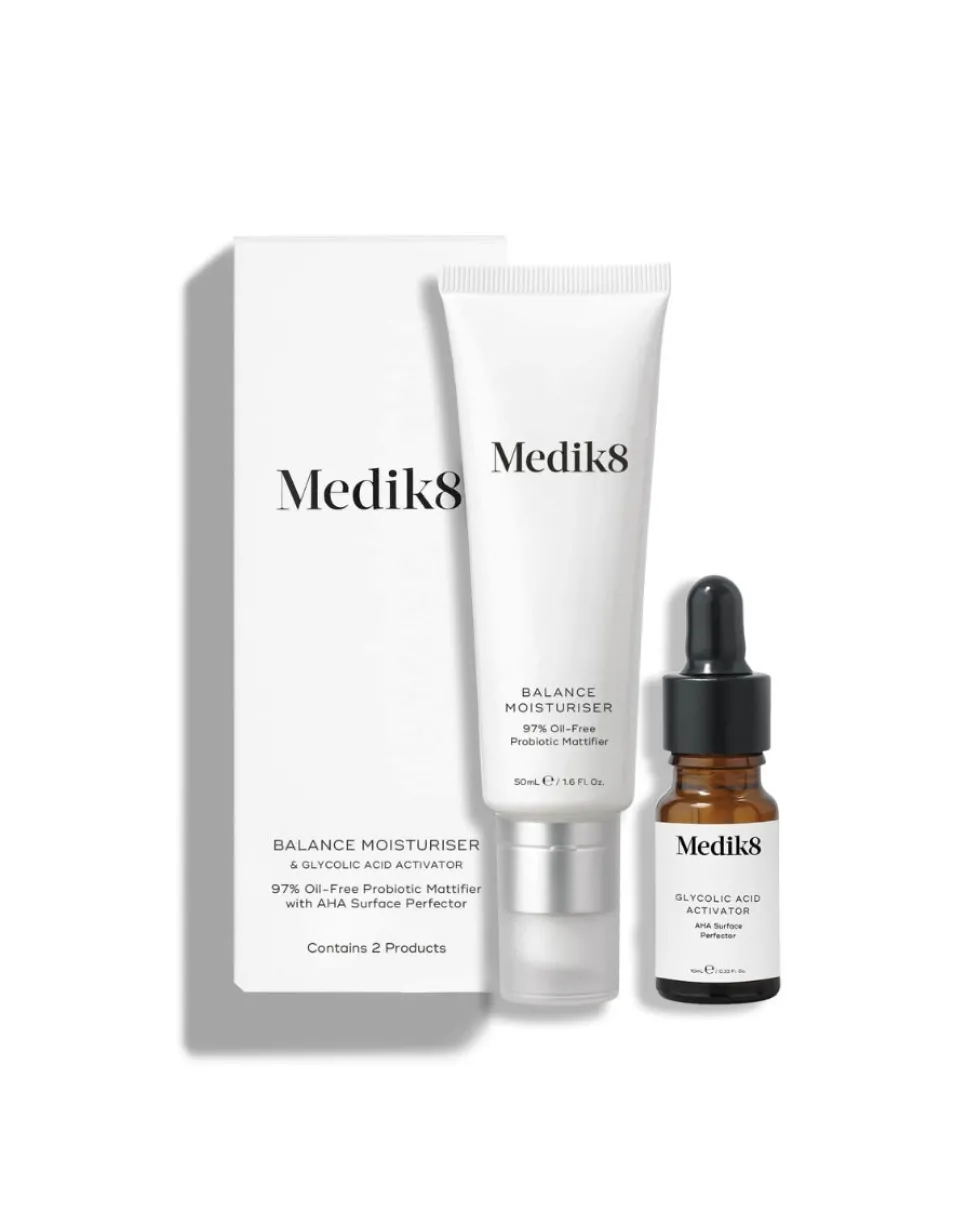 medik8 balance moisturiser & glycolic acid activator 97% Oil-Free Probiotic Moisturizer & AHA Surface Perfector