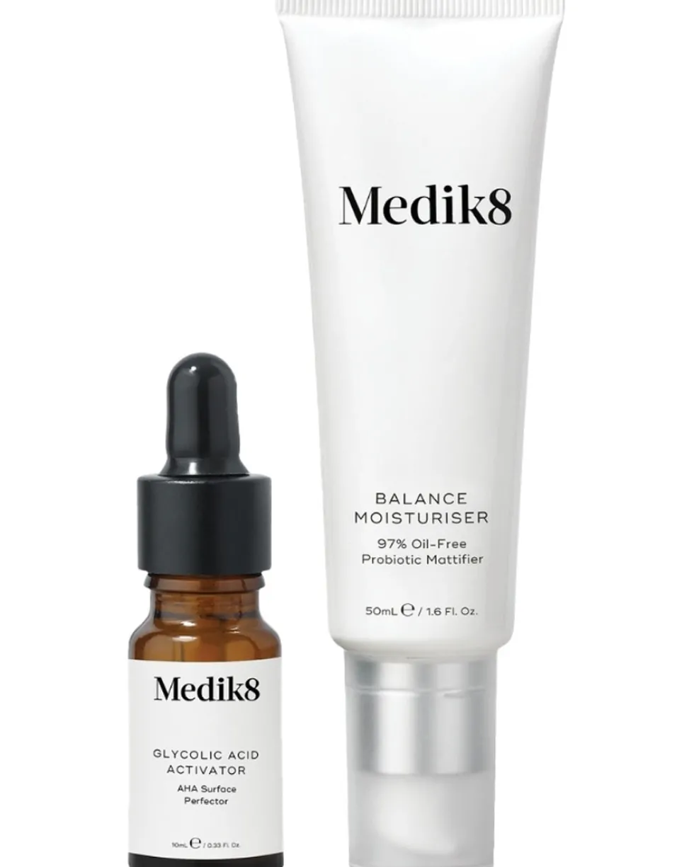 medik8 balance moisturiser & glycolic acid activator 97% Oil-Free Probiotic Moisturizer & AHA Surface Perfector